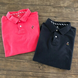 Bundle of 2 Disney Parks Mens Medium Polo Shirts Embroidered Mickey Mouse Black